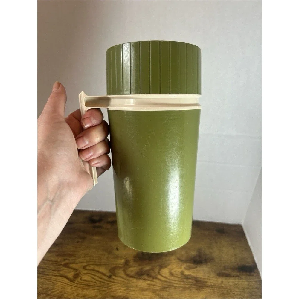 Vintage Thermos Vacuum Jar King Seeley Model 7202 Pint Avocado Green Retro USA